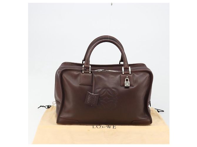 LOEWE Amazona 36 Handtasche Leder Braun Silber Authentisch 186080V - Ansicht 12