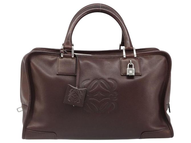 LOEWE Amazona 36 Handtasche Leder Braun Silber Authentisch 186080V - Ansicht 13