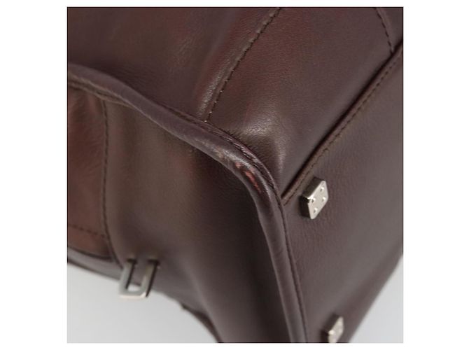 LOEWE Amazona 36 Handtasche Leder Braun Silber Authentisch 186080V - Ansicht 14