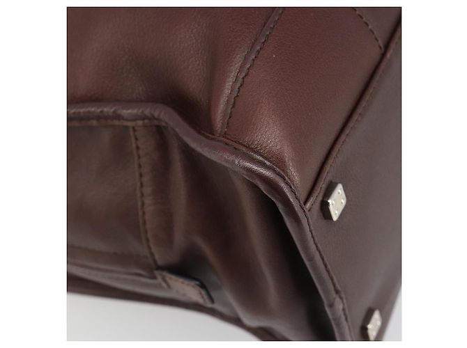 LOEWE Amazona 36 Handtasche Leder Braun Silber Authentisch 186080V - Ansicht 16