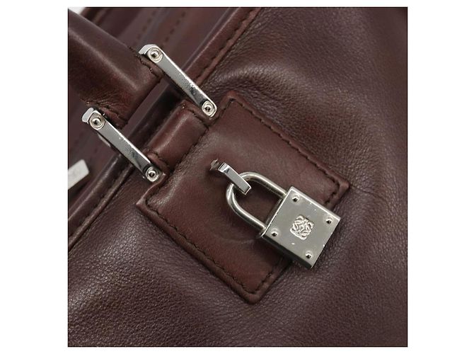 LOEWE Amazona 36 Handtasche Leder Braun Silber Authentisch 186080V - Ansicht 18