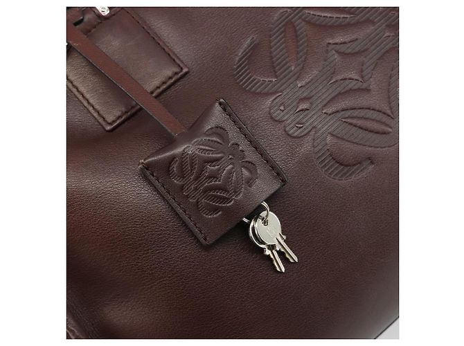 LOEWE Amazona 36 Handtasche Leder Braun Silber Authentisch 186080V - Ansicht 19