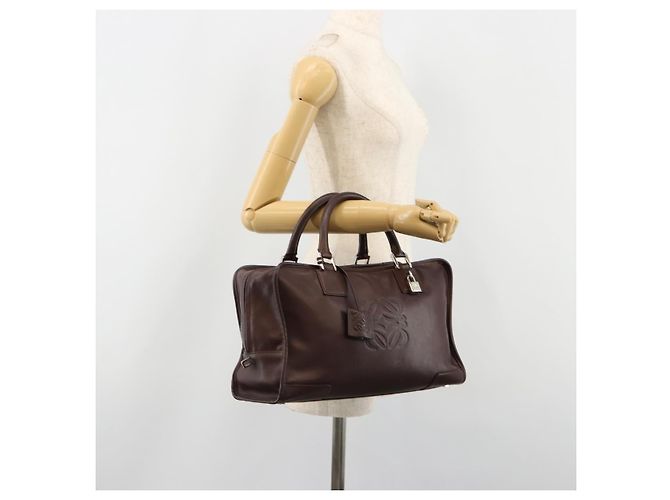 LOEWE Amazona 36 Handtasche Leder Braun Silber Authentisch 186080V - Ansicht 25