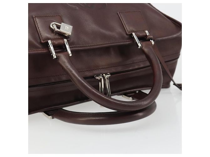 LOEWE Amazona 36 Handtasche Leder Braun Silber Authentisch 186080V - Ansicht 7