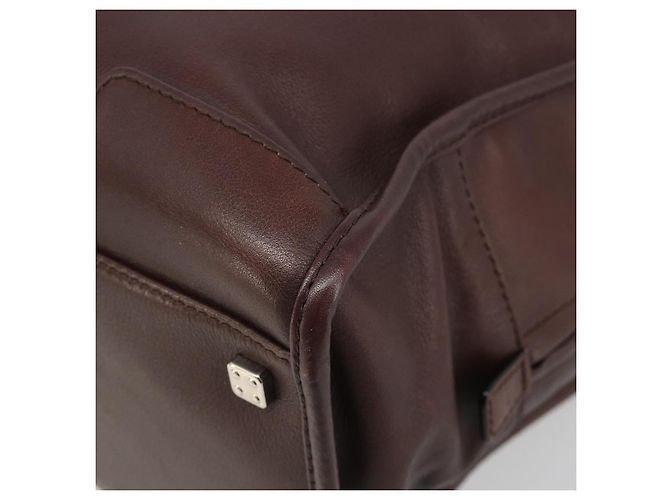 LOEWE Amazona 36 Handtasche Leder Braun Silber Authentisch 186080V - Ansicht 9