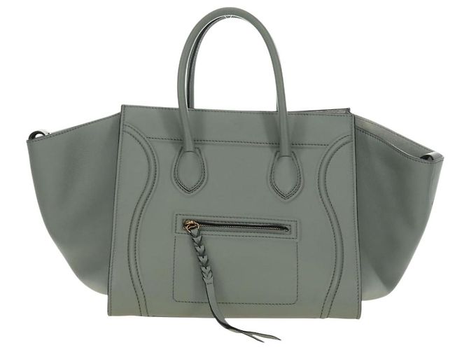 Céline Borsa CELINE Luggage Small Square Phantom in pelle Grigio Oro Autentica am11897M Marrone D'oro - vista 13
