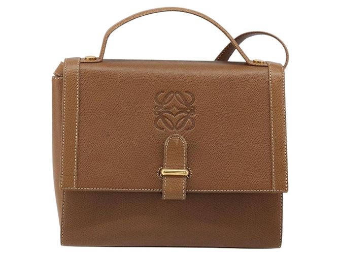 Borsa a Spalla LOEWE Anagram in Pelle 2way Marrone Oro Auth 186112 D'oro - vista 13