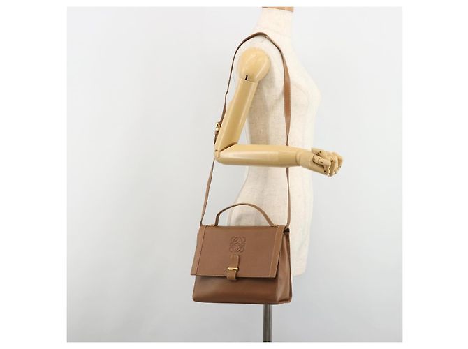 Borsa a Spalla LOEWE Anagram in Pelle 2way Marrone Oro Auth 186112 D'oro - vista 27
