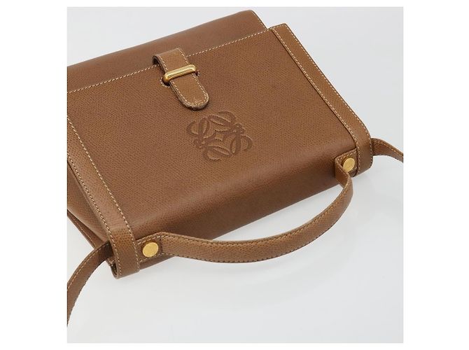 Borsa a Spalla LOEWE Anagram in Pelle 2way Marrone Oro Auth 186112 D'oro - vista 6