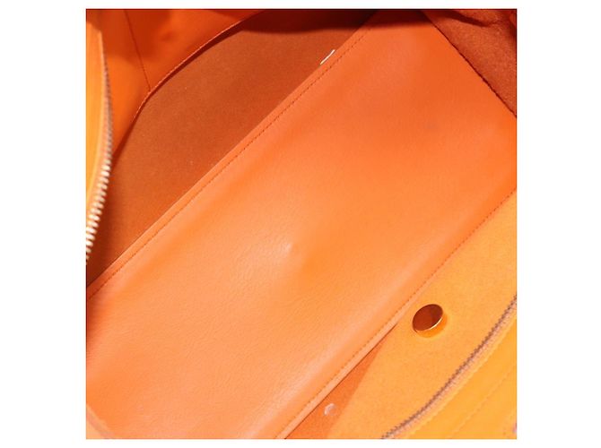 SAINT LAURENT Cabas Mini Hand Bag Leather 2way Orange Gold Auth 185950A D'oro Arancione - vista 11
