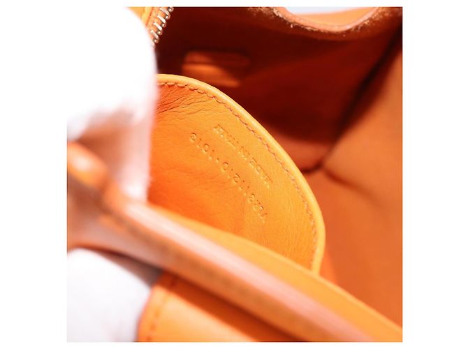 SAINT LAURENT Cabas Mini Hand Bag Leather 2way Orange Gold Auth 185950A D'oro Arancione - vista 12