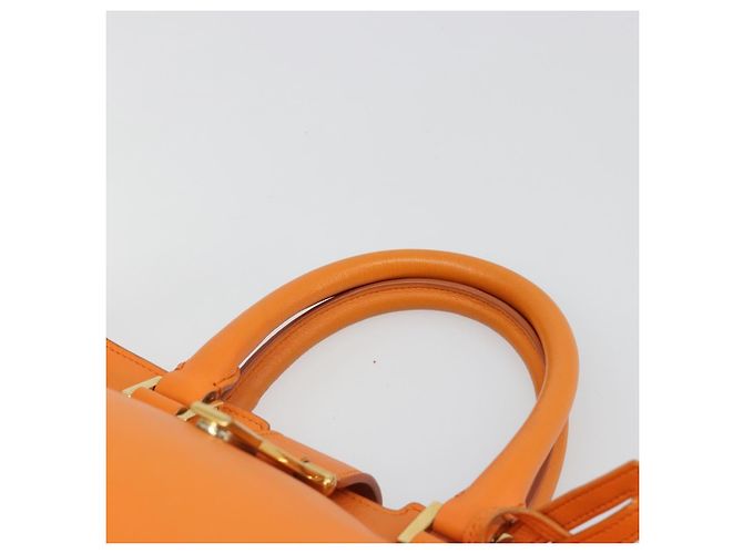 SAINT LAURENT Cabas Mini Hand Bag Leather 2way Orange Gold Auth 185950A D'oro Arancione - vista 14