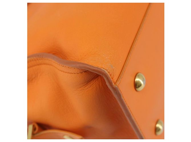 SAINT LAURENT Cabas Mini Hand Bag Leather 2way Orange Gold Auth 185950A D'oro Arancione - vista 18