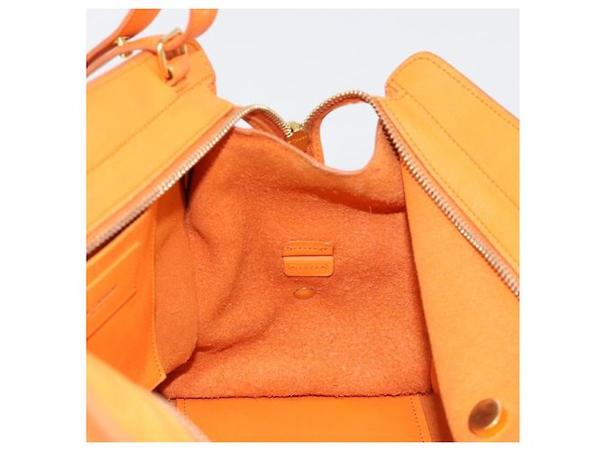 SAINT LAURENT Cabas Mini Hand Bag Leather 2way Orange Gold Auth 185950A D'oro Arancione - vista 24