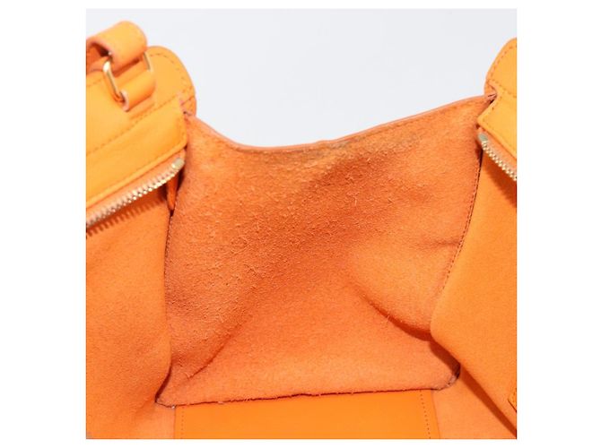 SAINT LAURENT Cabas Mini Hand Bag Leather 2way Orange Gold Auth 185950A D'oro Arancione - vista 25