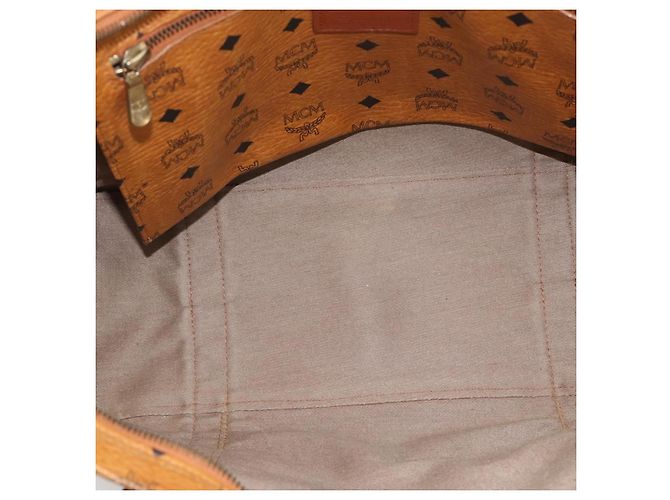 Borsa Tote MCM Vicetos Logogram PVC Pelle Marrone Oro Auth 187348 D'oro - vista 11