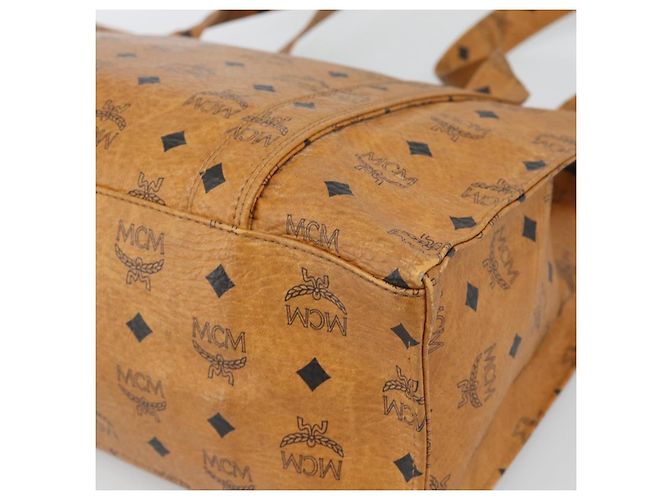 Borsa Tote MCM Vicetos Logogram PVC Pelle Marrone Oro Auth 187348 D'oro - vista 15