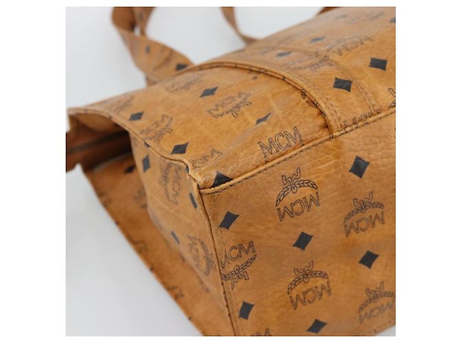 Borsa Tote MCM Vicetos Logogram PVC Pelle Marrone Oro Auth 187348 D'oro - vista 16