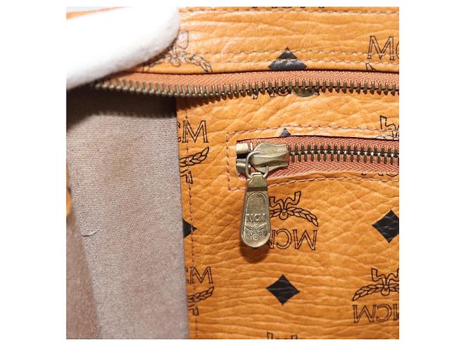 Borsa Tote MCM Vicetos Logogram PVC Pelle Marrone Oro Auth 187348 D'oro - vista 19