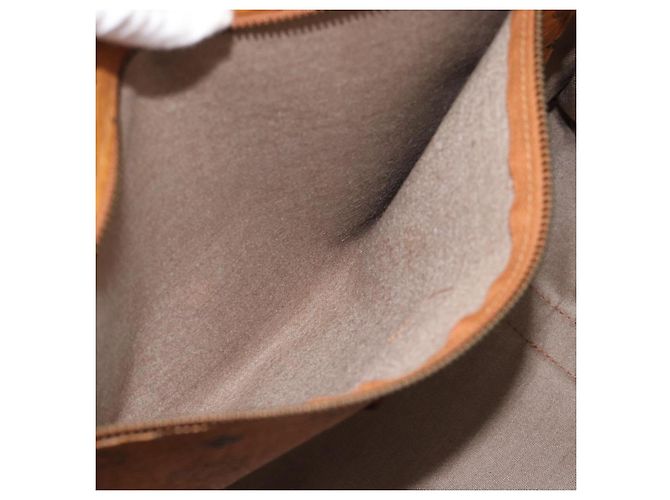 Borsa Tote MCM Vicetos Logogram PVC Pelle Marrone Oro Auth 187348 D'oro - vista 20