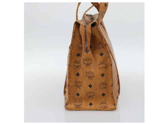 Borsa Tote MCM Vicetos Logogram PVC Pelle Marrone Oro Auth 187348 D'oro - vista 4