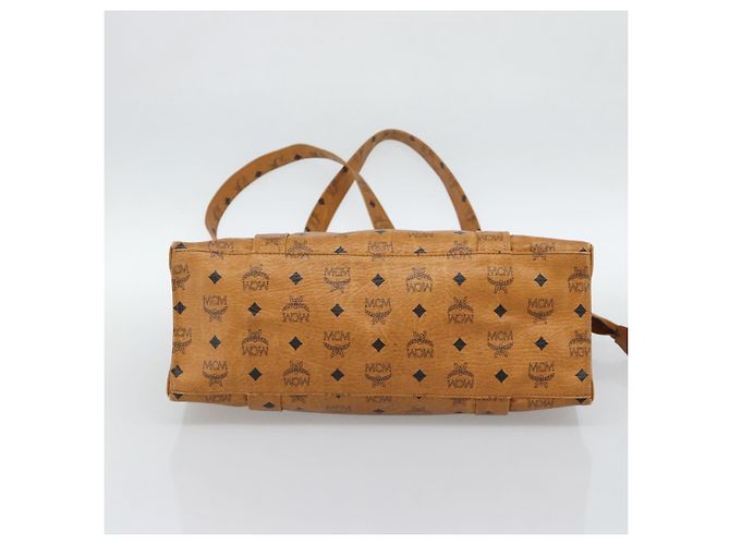 Borsa Tote MCM Vicetos Logogram PVC Pelle Marrone Oro Auth 187348 D'oro - vista 5