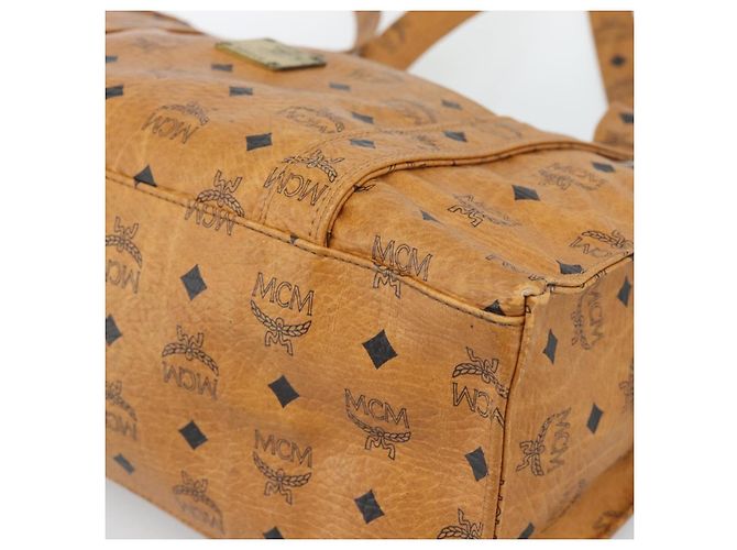Borsa Tote MCM Vicetos Logogram PVC Pelle Marrone Oro Auth 187348 D'oro - vista 9