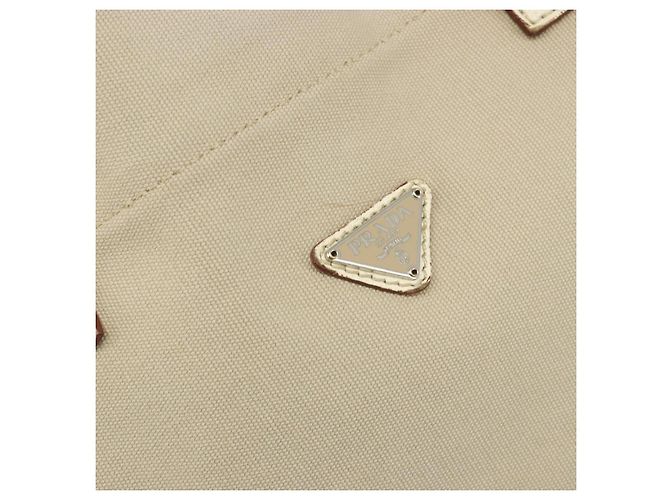 Borsa Tote PRADA in tela Beige Silver Auth 186830 Argento - vista 18
