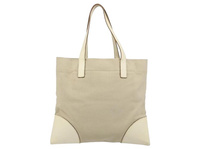 Borsa Tote PRADA in tela Beige Silver Auth 186830 Argento - vista 2