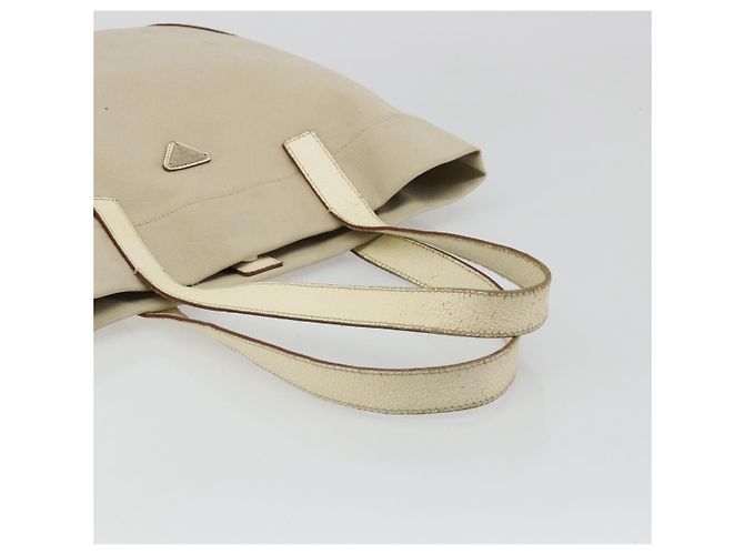 Borsa Tote PRADA in tela Beige Silver Auth 186830 Argento - vista 7