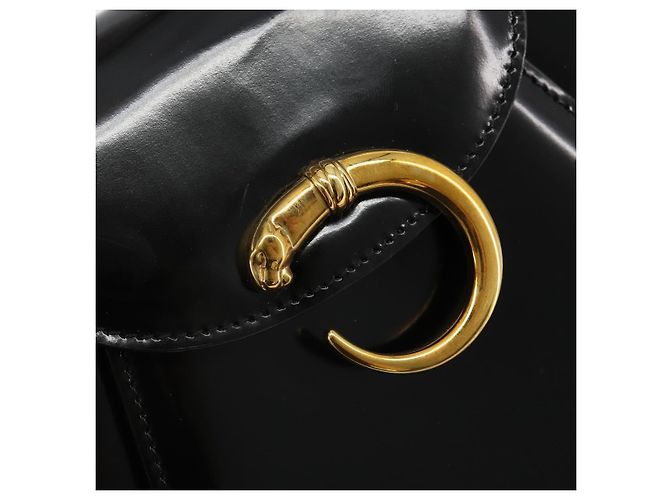 Borsa CARTIER PANTHERE in pelle vernice nera argento Auth 186858A Nero - vista 18