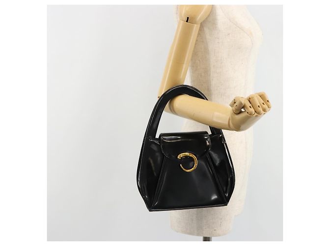 Borsa CARTIER PANTHERE in pelle vernice nera argento Auth 186858A Nero - vista 25