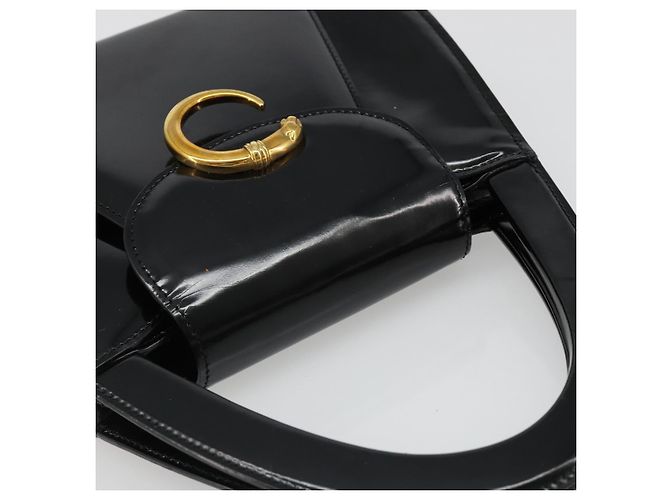Borsa CARTIER PANTHERE in pelle vernice nera argento Auth 186858A Nero - vista 6