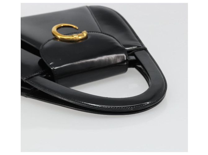 Borsa CARTIER PANTHERE in pelle vernice nera argento Auth 186858A Nero - vista 7