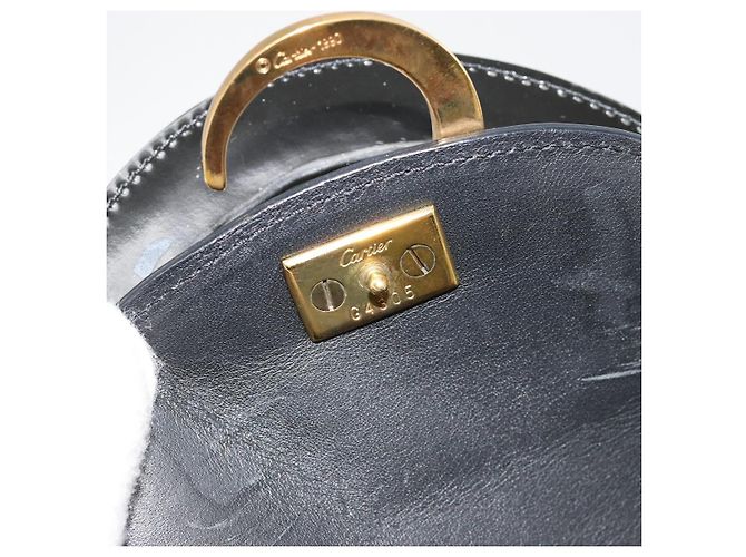 Borsa CARTIER PANTHERE in pelle vernice nera argento Auth 186858A Nero - vista 9