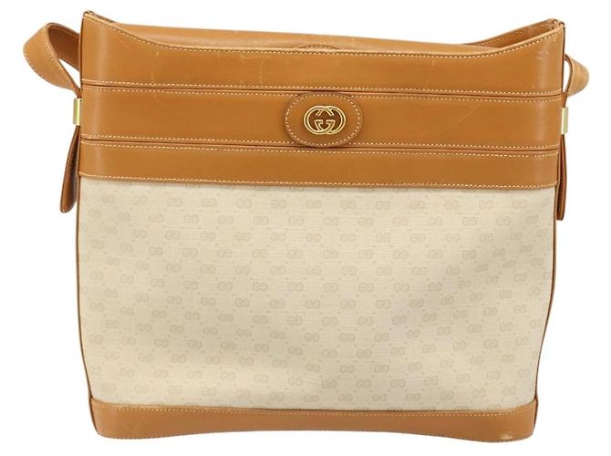 Bolso de Hombro GUCCI Micro GG Supreme PVC Blanco Oro 001 109 0579 Auth BA13477 Dorado - vista 13