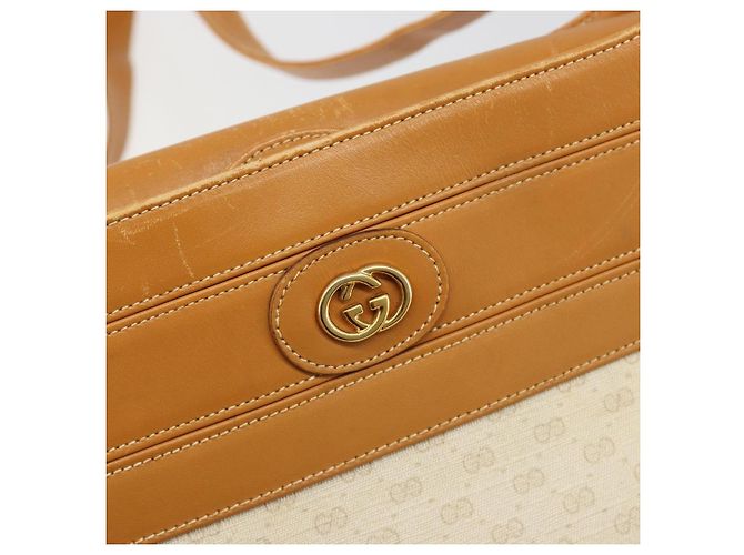 Bolso de Hombro GUCCI Micro GG Supreme PVC Blanco Oro 001 109 0579 Auth BA13477 Dorado - vista 17