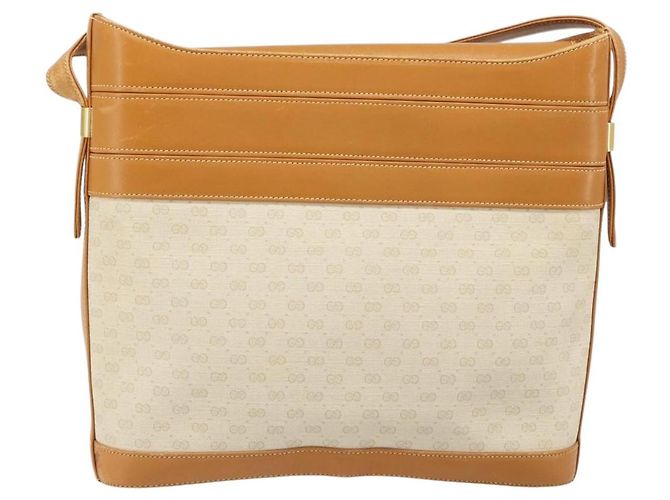 Bolso de Hombro GUCCI Micro GG Supreme PVC Blanco Oro 001 109 0579 Auth BA13477 Dorado - vista 2