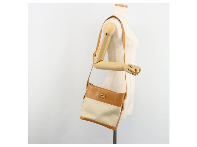Bolso de Hombro GUCCI Micro GG Supreme PVC Blanco Oro 001 109 0579 Auth BA13477 Dorado - vista 22