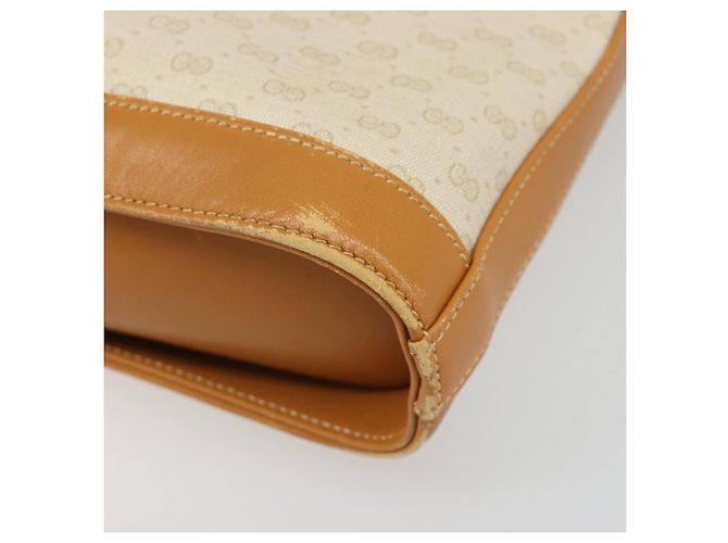 Bolso de Hombro GUCCI Micro GG Supreme PVC Blanco Oro 001 109 0579 Auth BA13477 Dorado - vista 9