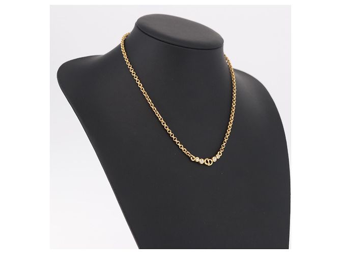 Collana Christian Dior metall Gold Auth SW2416 D'oro - vista 13