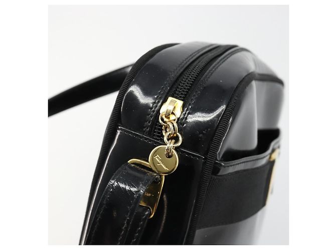 Borsa a tracolla Salvatore Ferragamo in pelle vernice nera e oro Auth BA13465 Nero D'oro - vista 10