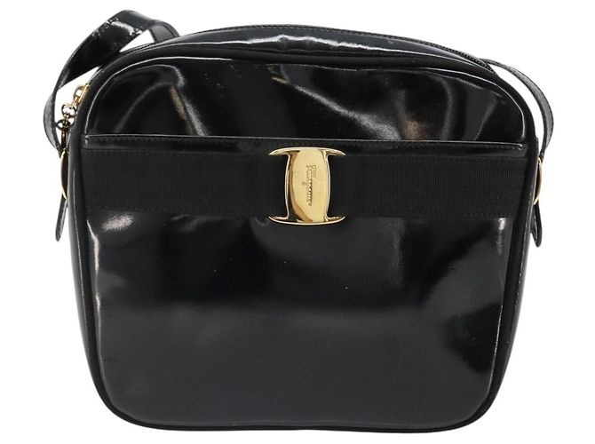 Borsa a tracolla Salvatore Ferragamo in pelle vernice nera e oro Auth BA13465 Nero D'oro - vista 13