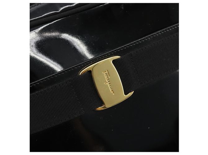 Borsa a tracolla Salvatore Ferragamo in pelle vernice nera e oro Auth BA13465 Nero D'oro - vista 18