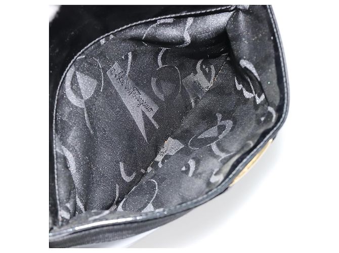 Borsa a tracolla Salvatore Ferragamo in pelle vernice nera e oro Auth BA13465 Nero D'oro - vista 23