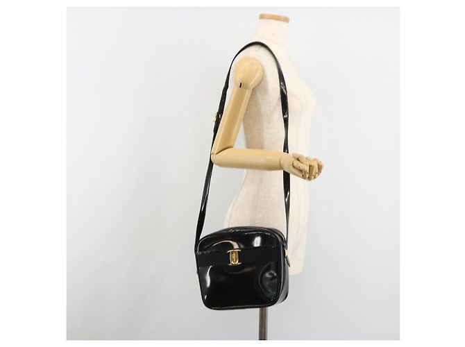 Borsa a tracolla Salvatore Ferragamo in pelle vernice nera e oro Auth BA13465 Nero D'oro - vista 24