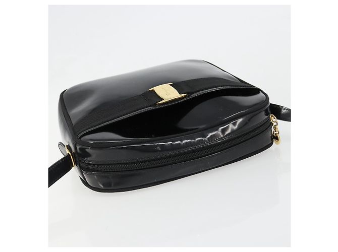 Borsa a tracolla Salvatore Ferragamo in pelle vernice nera e oro Auth BA13465 Nero D'oro - vista 6