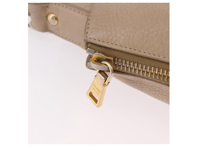 Borsa PRADA Vittero Dino Leather Beige Oro Auth 187572A D'oro - vista 10