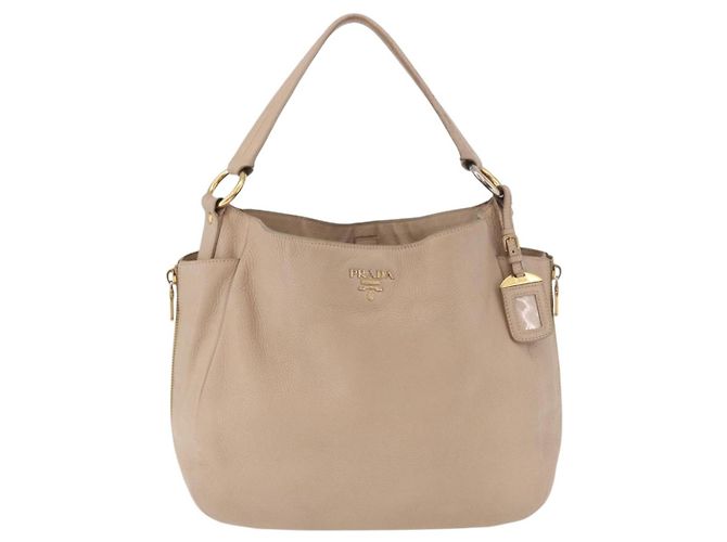 Borsa PRADA Vittero Dino Leather Beige Oro Auth 187572A D'oro - vista 13