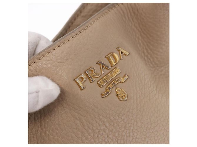 Borsa PRADA Vittero Dino Leather Beige Oro Auth 187572A D'oro - vista 18